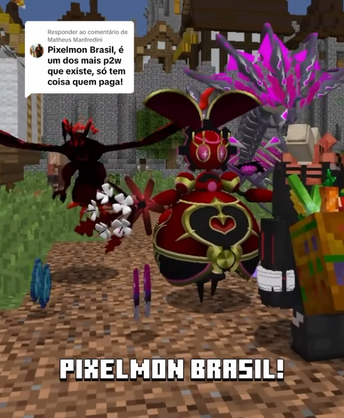 Pixelmon Brasil hero scene with several characters